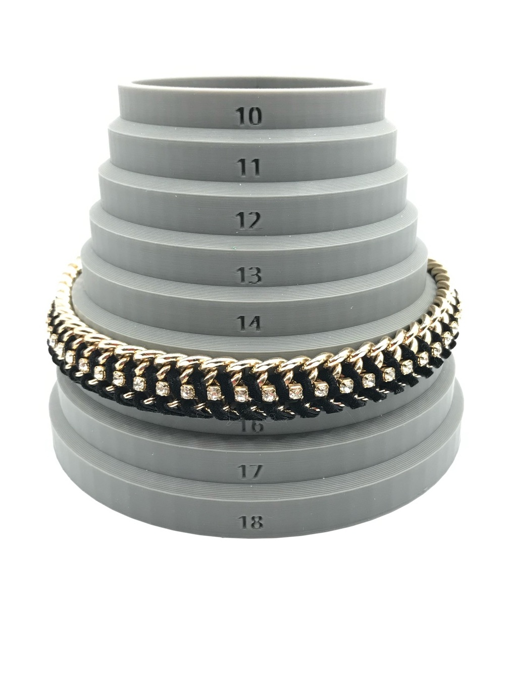 Gold-Tone, Black Suede & Rhinestone Collar Necklace - Picture 6 of 8